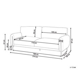 Beliani Sofa 3 Seater Skaro Chenille Off-White - thumbnail 3