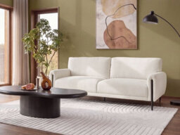 Beliani Sofa 3 Seater Skaro Chenille Off-White - thumbnail 2