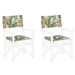 Beliani Set Of 2 Garden Chair Replacement Fabrics Cine Pink
