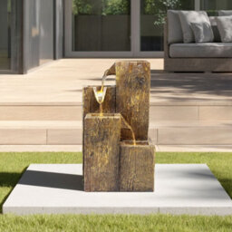 Living And Home Freestanding Outdoor Garden Falls Led Water Fountain Water Feature Rockery Decor Solar Powered - thumbnail 3
