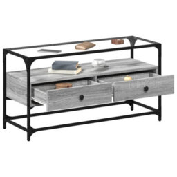 Berkfield Industrial Tv Cabinet With Glass Top Grey Sonoma 98X35X51 Cm Engineered Wood - thumbnail 3