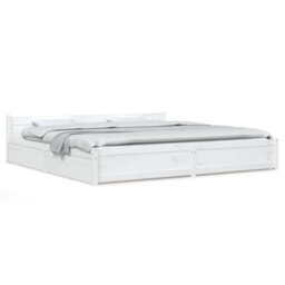 Berkfield Bed Frame With Drawers White 180X200 Cm 6Ft Super King - thumbnail 2