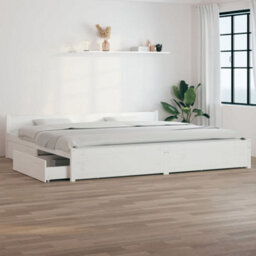 Berkfield Bed Frame With Drawers White 180X200 Cm 6Ft Super King - thumbnail 1