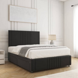 Bsspoke Hazel Divan Bed Set Black Plush Velvet 24Inch Headboard & Footboard Mattress No Drawers In 3Ft 4Ft 4Ft6 5Ft 6Ft - thumbnail 2