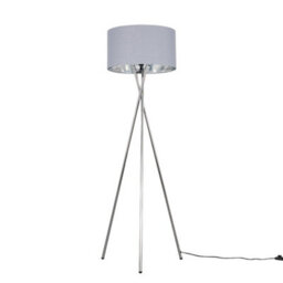 Valuelights Camden Chrome Tripod Floor Lamp With Grey/silver Shade And Bulb - thumbnail 3