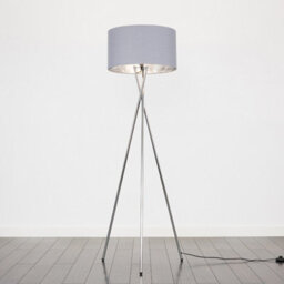 Valuelights Camden Chrome Tripod Floor Lamp With Grey/silver Shade And Bulb - thumbnail 4