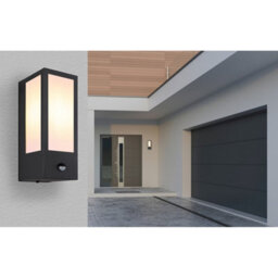Luminosa Lighting Luminosa Gundula Pir Outdoor Wall Lantern Matt Black Ip44 1X E27 Dawn Dusk Sensor - thumbnail 4