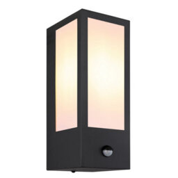 Luminosa Lighting Luminosa Gundula Pir Outdoor Wall Lantern Matt Black Ip44 1X E27 Dawn Dusk Sensor