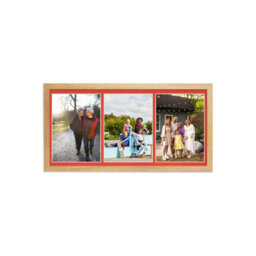 AK Frames 16X8 Navy Blue Sleek Multi Photo Frame With Poppy Red Mount - Holds 3 Apertures (3X) 7X5 Photos - thumbnail 1