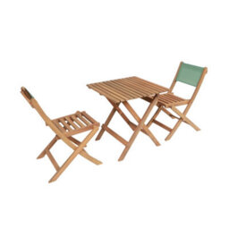 Sweeek - Children's Bistro Garden Table + 2 Chairs Acacia Wood Sage Green - Elise - thumbnail 2