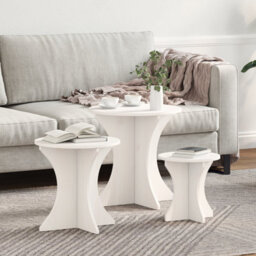 Berkfield Coffee Table 3 Pcs White Solid Pine Wood