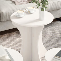 Berkfield Coffee Table 3 Pcs White Solid Pine Wood - thumbnail 4