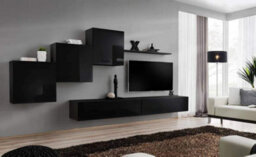Arte Switch X Black Gloss Entertainment Unit For Tvs Up To 49 Inch - Refined Statement Wall With Push-Open Storage