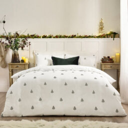 Wylder Winter Forest 100% Cotton Embroidered Duvet Cover Set, Single - thumbnail 1