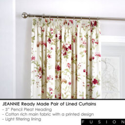 Fusion Jeannie 100% Cotton Light Filtering Pair Of Pencil Pleat Curtains - thumbnail 2