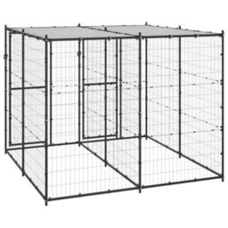 Berkfield Outdoor Dog Kennel Steel With Roof 4.84 M2 - thumbnail 4