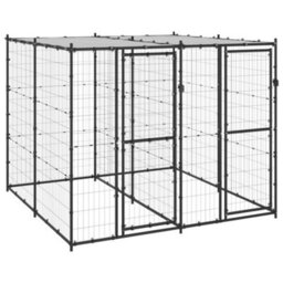 Berkfield Outdoor Dog Kennel Steel With Roof 4.84 M2 - thumbnail 1