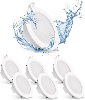 Aigostar Ip65 Bathroom Lights, 4.8W 560Lm Led Recessed Ceiling Lights 6500K, Pack Of 6 - image 1