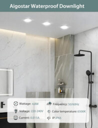 Aigostar Ip65 Bathroom Lights, 4.8W 560Lm Led Recessed Ceiling Lights 6500K, Pack Of 6 - thumbnail 3