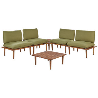 Beliani Garden Lounge Set With Table 4 Seater Frascati Modular Certified Acacia Wood Olive Green - image 1