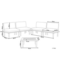 Beliani Garden Lounge Set With Table 4 Seater Frascati Modular Certified Acacia Wood Olive Green - thumbnail 3