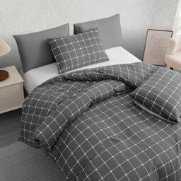 Lazzaro Checkered Single Duvet Cover Set Luxury Microfiber Quilt Cover Soft Easy Care With Zipper Closure - thumbnail 5