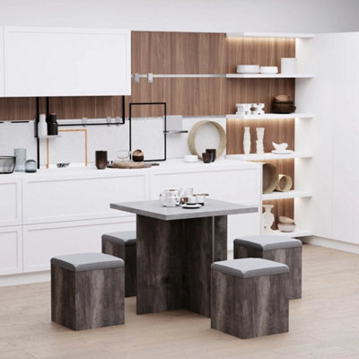 Dining Table W/ 4 Ottomans Seats Kitchen Home Furniture Set Modern Style - image 1