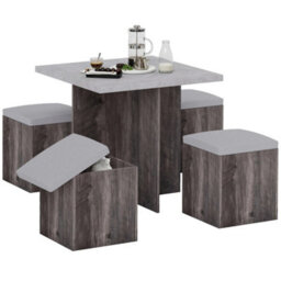 Dining Table W/ 4 Ottomans Seats Kitchen Home Furniture Set Modern Style - thumbnail 6
