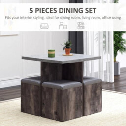 Dining Table W/ 4 Ottomans Seats Kitchen Home Furniture Set Modern Style - thumbnail 5