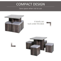 Dining Table W/ 4 Ottomans Seats Kitchen Home Furniture Set Modern Style - thumbnail 4