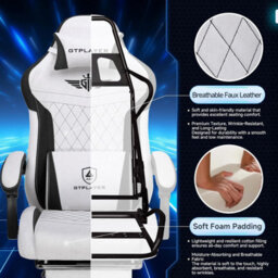 Gtplayer Gaming Chair Fabric, High Back Computer Chairs With Footrest For Adults, Ergonomic Pc Chair For Home Office, Grey - thumbnail 8