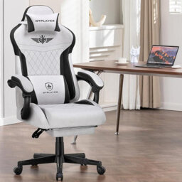 Gtplayer Gaming Chair Fabric, High Back Computer Chairs With Footrest For Adults, Ergonomic Pc Chair For Home Office, Grey - thumbnail 5