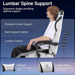 Gtplayer Gaming Chair Fabric, High Back Computer Chairs With Footrest For Adults, Ergonomic Pc Chair For Home Office, Grey - thumbnail 4