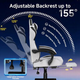 Gtplayer Gaming Chair Fabric, High Back Computer Chairs With Footrest For Adults, Ergonomic Pc Chair For Home Office, Grey - thumbnail 6
