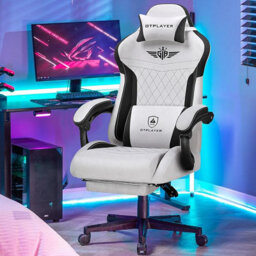 Gtplayer Gaming Chair Fabric, High Back Computer Chairs With Footrest For Adults, Ergonomic Pc Chair For Home Office, Grey - thumbnail 2
