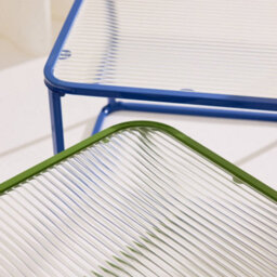 Sweeek - Set Of 2 Nesting Tables Metal And Ribbed Glass Blue And Green - Tano - thumbnail 6