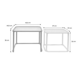 Sweeek - Set Of 2 Nesting Tables Metal And Ribbed Glass Blue And Green - Tano - thumbnail 5