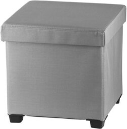 Simpa Light Grey Folding Storage Ottoman Foot Rest Stool - 38Cm (H) X 38Cm (W) X 38Cm (L)
