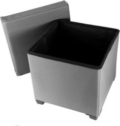 Simpa Light Grey Folding Storage Ottoman Foot Rest Stool - 38Cm (H) X 38Cm (W) X 38Cm (L) - thumbnail 4