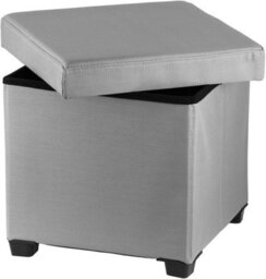 Simpa Light Grey Folding Storage Ottoman Foot Rest Stool - 38Cm (H) X 38Cm (W) X 38Cm (L) - thumbnail 2