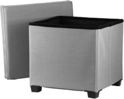 Simpa Light Grey Folding Storage Ottoman Foot Rest Stool - 38Cm (H) X 38Cm (W) X 38Cm (L) - thumbnail 3