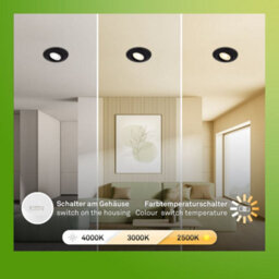 Briloner Black Set Of 3 Led Recessed Lights Downlights 90mm Dimmable Cct 4.9W Spotlights - thumbnail 4