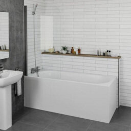 Affine Bathroom Suite 1700mm Single Ended Bath Screen Toilet Basin Vanity Taps Shower - thumbnail 2