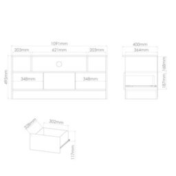 Gloucester 1 Drawer Open Tv Unit In Gold Craft Oak (Ready Assembled) - thumbnail 7