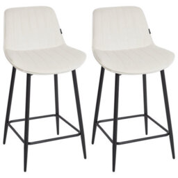 Beliani Set Of 2 Bar Chairs Dubrovnik Velvet Light Beige