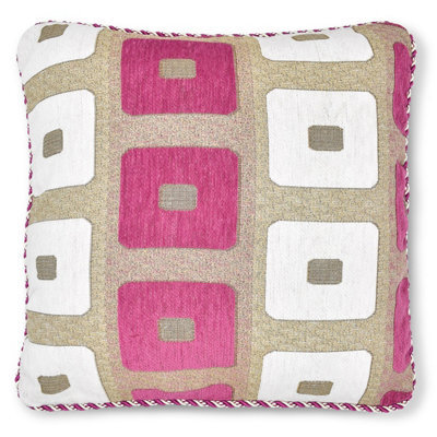 Intimates Stylish Decor Jacquard Fabric Cushion, Shimmering Design, Zip Closure, Machine Washable - Pink