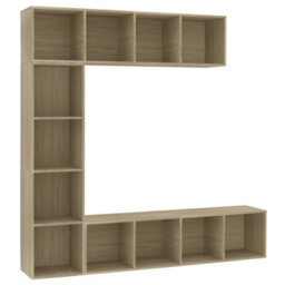Berkfield 3 Piece Book/tv Cabinet Set Sonoma Oak 180X30X180 Cm - thumbnail 2