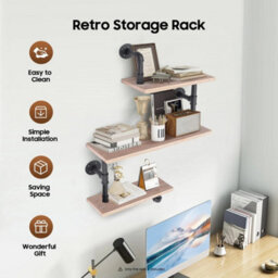 3-Tier Metal Wood Floating Shelf - thumbnail 5