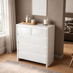 Ardenza High Gloss Chest of 5 Drawers Bedroom Storage Furniture Unit - thumbnail 2