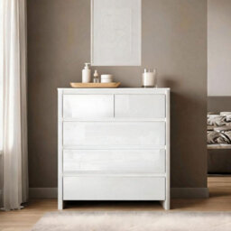 Ardenza High Gloss Chest of 5 Drawers Bedroom Storage Furniture Unit - thumbnail 1